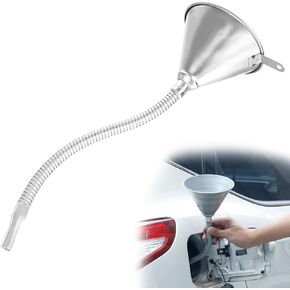 Nozzle Funnels, Steel Automotive Bendable & Adjustable Nozzle Funnel, Universal Wide Mouth Funnel with Filter for Cars/Motorcycles/Trucks, Exterior Car Accessories