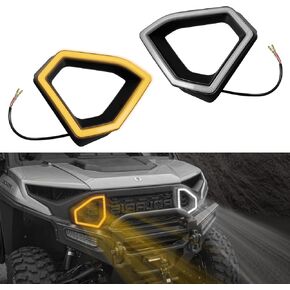LED Front Accent Light Polaris Ranger 1500 XD, Front Auxiliary Light Fascia Signature Light with DRL Turn Signal Front Grill Light for 2024 2025 Polaris Ranger 1500 XD Accessories (2 PCS)