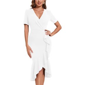 HugeNice Women's Casual Work Pencil Dress Bodycon Formal Cocktail Party Midi Dresses