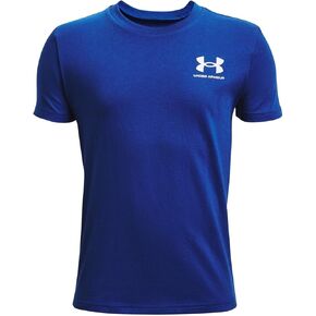 Under Armour Boys' Sportstyle Left Chest Short-Sleeve T-Shirt, (465) Horizon Blue / / Black, Small