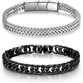 2PCS Bracelets for Mens Stainless Steel Mens Bracelet Boutique Quality
