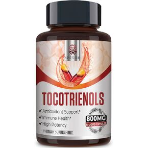 Tocotrienol Supplement Full Spectrum, Cutting-edge Fusion Technology, Tocotrienol Vitamin E-Tocotrienols 800mg,Powerful Antioxidant,Cardiovascular,Highest Absorption Rate - 60 Liquid-Filled Capsules