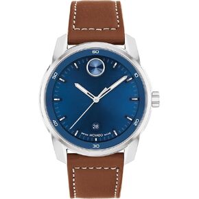 Movado 3600944 Bold Verso Men's Swiss Quartz Stainless Steel Case and Leather Strap Watch, Color: Cognac