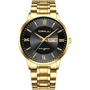 CRRJU Men's Fashion Luxury Stainless Steel Watches for Men Business Auto Date Chronograph Analog Quartz Wristwatches