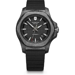 Victorinox Alliance I.N.O.X. Carbon Mechanical Watch - Premium Swiss Watch for Men & Women - Analog Wristwatch - Great Gift for Birthday, Holiday & More - Black Dial, Black Rubber Strap