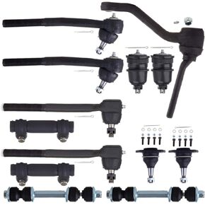 OCPTY - New 13-Piece fit for Buick 225 Roadmaster for Cadillac Brougham for Pontiac - 2 Front Upper 2 Lower Ball Joint 2 Inner 2 Outer Tie Rod 2 End Adjusting Sleeve 2 Stabilizer Bar 1 Idler Arm