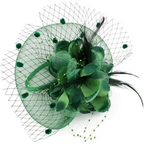 ACTLATI Fascinators Hat for Women Tea Party Headpiece Wedding Cocktail Flower Mesh Feathers Hair Clip 20s Flapper Fascinators