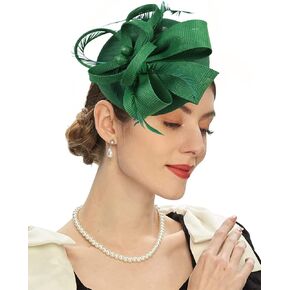 Fascinator Flower Feathers Pillbox Hat Headband Hair Clips for Cocktail Wedding Tea Party Church Derby Hat