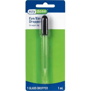 EZY DOSE Ear and Eye Medicine Dropper, Liquid Medicine Dispenser, 1mL Capacity, Glass, Straight and Bent Tip, Made in the USA, BPA Free