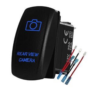 Blue Led Rear View Camera Rocker Switch 5Pin ON Off SPST Toggle Switch for The ARB/Carling/NARVA 4x4 Caravan Jeep Ram SXS UTV 12V/20A 24V/10A