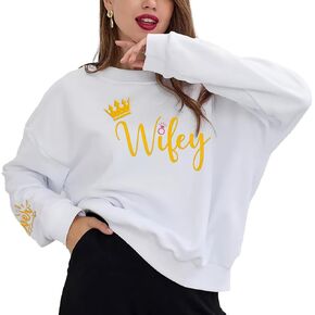 Embroidered Wifey Hubby Sweatshirt,Embroidery Wifey Shirt Crewneck Sweater, Anniversary Wedding Honeymoon Gift
