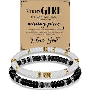 Matching Agate Bracelets for Couples - Cute Anniversary Valentine's Day Gifts for Boyfriend Husband Soulmate Pinky Promise Girlfriend Wife - Birthday Engagement Couples Gift for Him Her