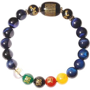 Jewever Feng Shui Tiger Eye Five-Element Wealth Porsperity Bracelet Attract Good Luck and Wealth Healing Stone Unisex Stretch 10mm