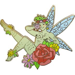 Pinsanity Cute Fairy with Flowers Pin Up Boy Enamel Lapel Pin