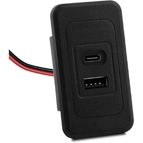 RV USB Outlet 12V Wall Mount, Dual USB Quick Charge 3.0 Port & PD USB C Charger, 12V/24V Automotive USB Outlet Socket Adapter for RV Marine Boat Bus ATV Motorcycle Truck(Rectangle,2 Pack)