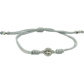 Adjustable Saint Benedict Medal Bracelet | Durable Light Grey Cord | Patron Saint of Students | Great Catholic Gift for First Communion and Confirmation