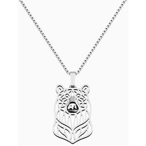 14K Yellow Gold/925 Sterling Silver Wild Bear Necklace, Gift For Bear Lovers, Bear Necklace, Wild Animal Jewelry Handmade Wildlife Jewelry