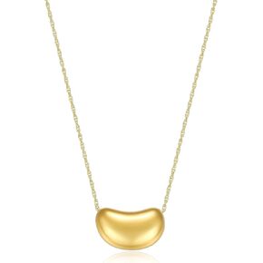 MORGAN & PAIGE .925 Sterling Silver 18" Necklace for Women, 14K Rose Gold, 18K Gold or Rhodium Plated, Bean Shape Pendant Compatible with Match Stud Earrings
