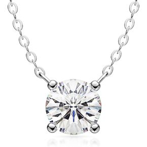 Moissanite Necklace for Women 1 Carat Certified Moissanite 925 Sterling Silver White Gold Plated Dainty Solitare Pendant for Women