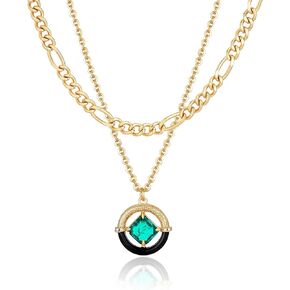 Fettero Layered Gold Necklaces for Women Dainty Necklace 14K Gold Plated Layered Necklaces Trendy Charm Floral Clover Pendant Necklace Stack Neckalce Jewelry Set for Engagement Birthday