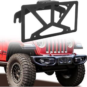 Blulu Flip up License Plate Bracket for 10" Hawse Fairlead Universal Front Bumper License Plate Mount Winch License Frame Relocation Compatible with Most Pickup Trucks Off-Road Cars and Suvs