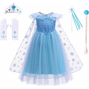 5Pcs Princess Dress Up for Girls 4-6 3T-13Y, Cape Crown Accessories, Toddler Girls Christmas Birthday Gift