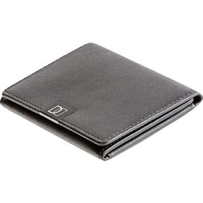 DUN Slim Minimalist Trifold Wallet, RFID Blocking, Luxury Genuine Leather, Contactless, Cash Strap, Handmade in Europe - Black