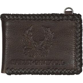 Harley-Davidson Men's Ride Free Bi-Fold Leather Wallet w/RFID Protection - Brown