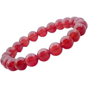 Z.A Gems Natural Red Ruby Jade Bracelet | 8MM Beads Bracelet,Braided Gift Bracelet & Stretch Charm Bracelet For Men Women