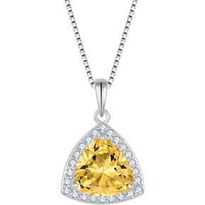 Birthstone Necklace for Women 925 Sterling Silver Triangle Halo Pendant Necklace Jewelry for Her