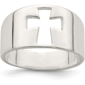 Solid Sterling Silver Cross Cutout Ring