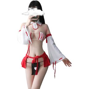 SINMIUANIME Cosplay Lingerie for Women Sexy Lingerie Japanese Witch Chest Piece Bundled Pleated Skirt Uniform
