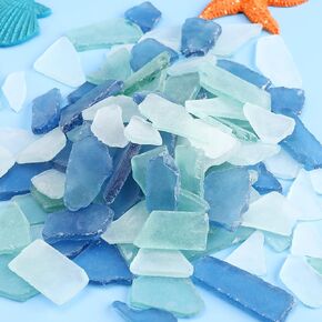 Sea Glass Cobalt Bulk Seaglass Pieces Caribbean Tumbled Sea Glass Crushed Glass Vase Filler for Beach Wedding Party Decor Home Decor DIY Craft Supplies (48 oz)