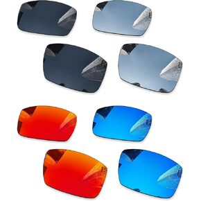 4 Pairs Ploarized Replacement Lenses for Oakley Crankshaft OO9239 Sunglasses - Black + Silver Titanium + Ice Blue + Fire Red