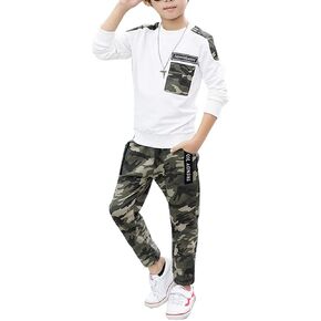 lontakids Boys 2 Pieces Set Long Sleeve Tops + Camouflage Pants Outfits Boys Clothes Set