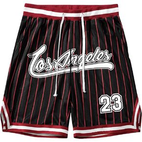 SOLY HUX Men's Striped Letter Graphic Sweat Shorts Drawstring Waist Track Shorts with Pocket