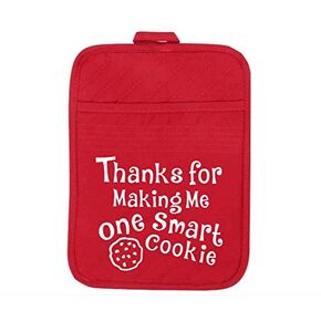 Teachers Gift for Women, Appreciation Week Pot Holder, One Smart Cookie Thank You Present Potholder - Set of 2 Blue