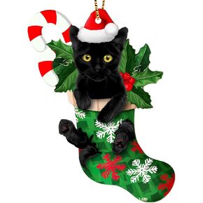 Tuxedo Cat Ornament for Christmas Tree, Cat Christmas Ornaments, Cat Lover Ornament, Christmas Decoration, 2-Side Printed Wooden Hanging Ornament, Cat Lovers Gift for Christmas