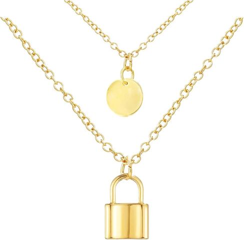 Frodete 2Psc Y قفل قلادة قلادة الشرير طويلة متعددة الطبقات سلسلة شخصية قفل مجوهرات للنساء in Kuwait