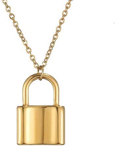 Frodete 2Psc Y قفل قلادة قلادة الشرير طويلة متعددة الطبقات سلسلة شخصية قفل مجوهرات للنساء in Kuwait