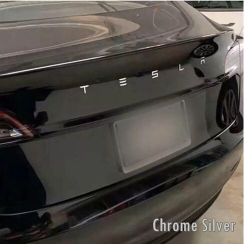 Metal Raised Logo Tailgate Letters Insert Rear Emblems with Adhesive for Tesla Model 3/S/X Tailgate Emblems (Chrome) in Kuwait