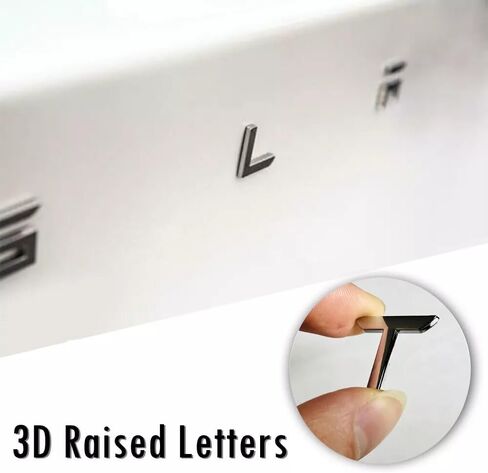 Metal Raised Logo Tailgate Letters Insert Rear Emblems with Adhesive for Tesla Model 3/S/X Tailgate Emblems (Chrome) in Kuwait