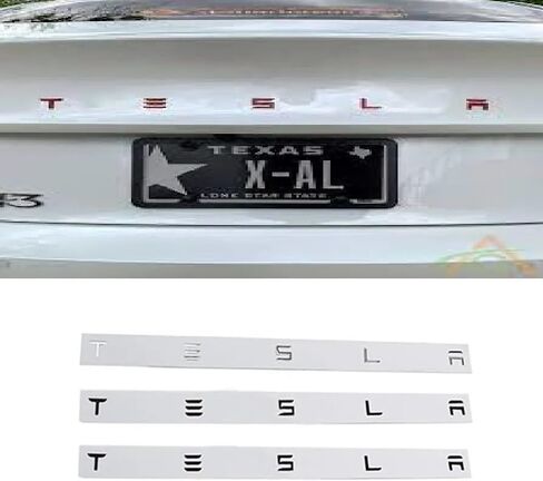 Metal Raised Logo Tailgate Letters Insert Rear Emblems with Adhesive for Tesla Model 3/S/X Tailgate Emblems (Chrome) in Kuwait