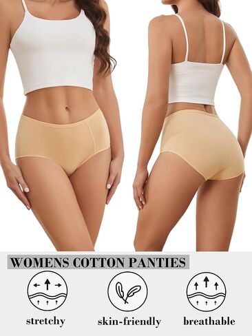 Cotton High Waisted Womens Underwear Full Coverage Soft Brief Panties 6 Pack in Saudi Arabia