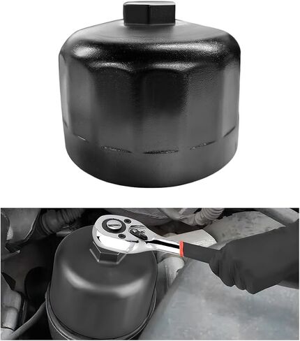 86.6mm/16P Flutes Oil Filter Wrench, Aluminum Cartridge Style Oil Filter Housing Cap, Removal Tool Cap Socket Wrench For Changing Oil, Maintaining Repairing Car Accessories (Black) in Saudi Arabia
