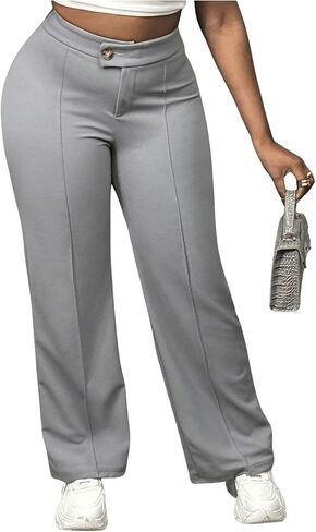 Floerns Women's Causal High Waist Pants Straight Leg Work Dress Trousers in Kuwait