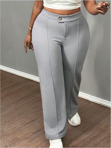Floerns Women's Causal High Waist Pants Straight Leg Work Dress Trousers in Kuwait