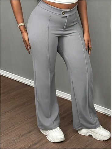Floerns Women's Causal High Waist Pants Straight Leg Work Dress Trousers in Kuwait
