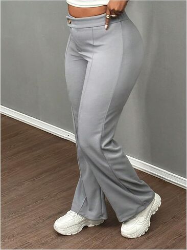 Floerns Women's Causal High Waist Pants Straight Leg Work Dress Trousers in Kuwait