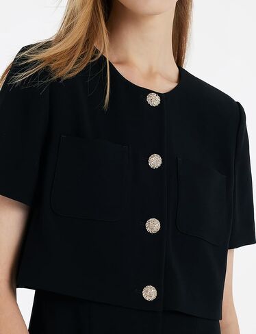 Women's Triacetate Black Mini Dress, Business Casual A Line V-Neck Button Front Dresses for Teacher Office Work in Kuwait